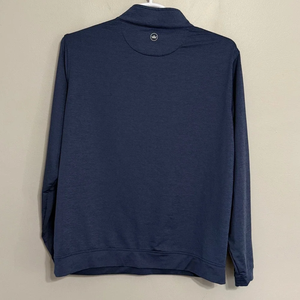 Peter Millar Mens XL Blue Perth Performance 1/4 Zip Golf Pullover Sweater